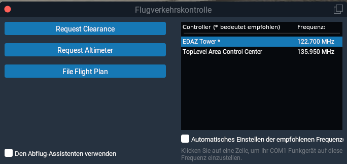 Screenshot X-Plane11 Towerfreigabe relevante Bereiche