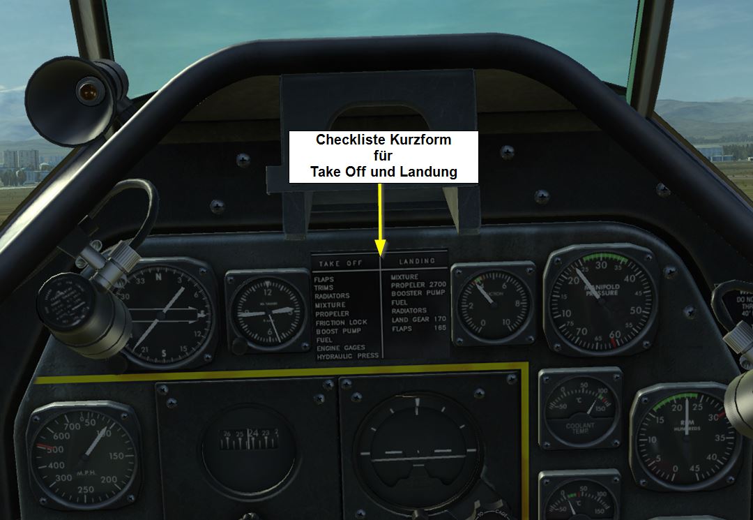 Kurzform Checkliste im Cockpit